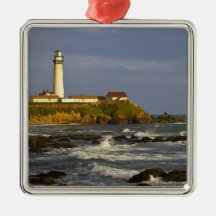 Lighthouse at Pigeon Point State Beach in San 2 Christmas Tree Ornaments