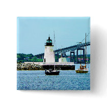 Lighthouse, Bridge and Boats, Newport, RI Pins