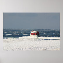 Lighthouse In Winter Poster
