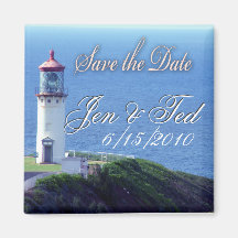 Lighthouse save the date magnets