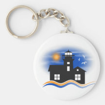 Lighthouse Seascape Classic Round Keychain