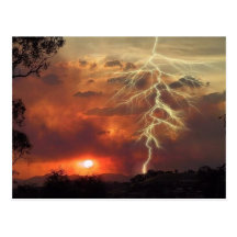lightning at sunset post cards