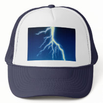 Lightning bolt over blue background trucker hat