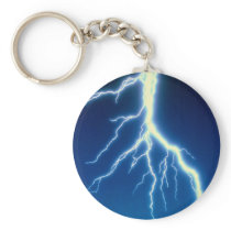 Lightning bolt over blue background keychain