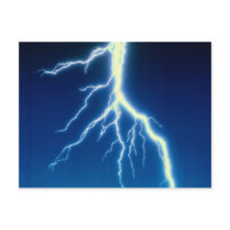 Lightning bolt over blue background post card