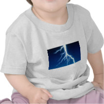 Lightning bolt over blue background t-shirt