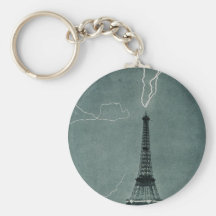 Lightning Strikes the Eiffel Tower, 1902 Key Chain
