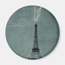 Lightning Strikes the Eiffel Tower, 1902 Magnets