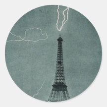 Lightning Strikes the Eiffel Tower, 1902 Round Stickers