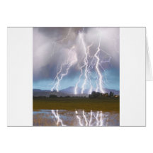 Lightning Striking Longs Peak Foothills 4C. Greeting Cards