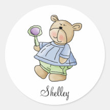 Lil' Bears · Baby Boy Blue & Green Pyjamas Round Sticker