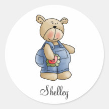 Lil' Bears · Baby Boy Blue Romper Round Stickers