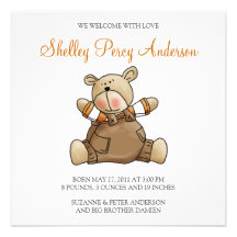 Lil' Bears · Baby Boy Brown Romper Custom Invite