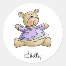 Lil' Bears · Baby Girl Purple Shirt Round Sticker