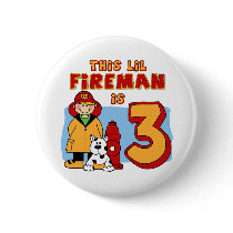 Lil Fireman 3rd Birthday Button