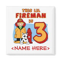 Lil Fireman 3rd Birthday Fridge Magnet