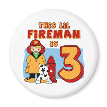 Lil Fireman 3rd Birthday Refrigerator Magnet