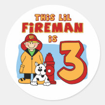 Lil Fireman 3rd Birthday Stickers