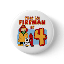 Lil Fireman 4th Birthday Pin