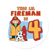 Lil Fireman 4th Birthday Sticker