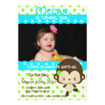 Lil Miss Monkey Invitation-Green-Blue