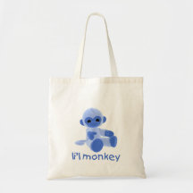 L'il Monkey (blue) Canvas Bags