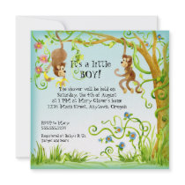 Lil Monkey, Boy Baby Shower Invitation