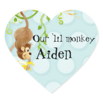 Lil Monkey, Boy Baby Shower Sticker Seal