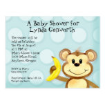 Lil Monkey, Boy Blue Baby Shower Post Card Invite