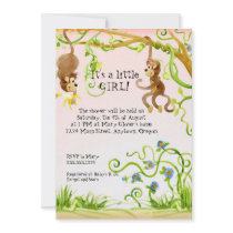 Lil Monkey, Girl Baby Shower Invitation