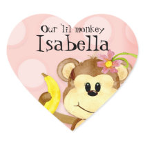 Lil Monkey, Girl Baby Shower Sticker Seal