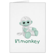 L'il Monkey (light green) Greeting Card