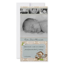 Lil Monkey New Baby Birth Announcements