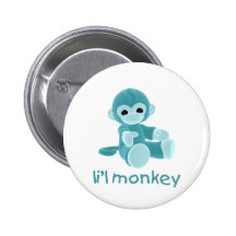 L'il Monkey (teal) Button
