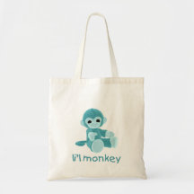 L'il Monkey (teal) Tote Bag