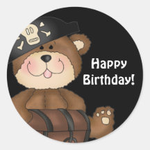Lil Pirate Bears Happy Birthday Sticker
