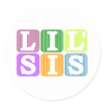 Lil sis round stickers