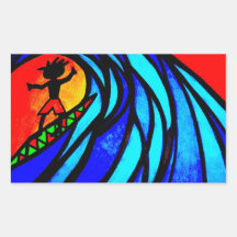 Lil Surfer Dude at Pipeline Rectangular Sticker