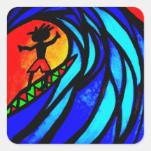 Lil Surfer Dude at Pipeline Square Sticker