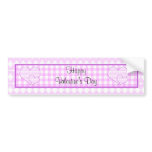 Lilac and white cute hearts on plaid background bumper stickers
