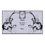 Lilac & Black Monogram Filigree Business Cards