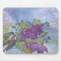 LILAC BUTTERFLY BOTANICAL MOUSE PAD mousepads