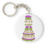 Lilac Floral Wedding Cake Magnet keychains