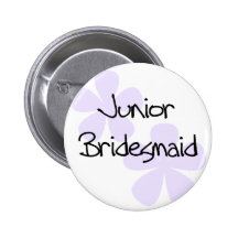 Lilac Flowers Jr. Bridesmaid Pinback Button