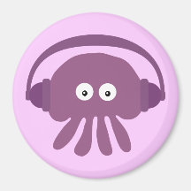 Lilac jellyfish & headphones pink magnet