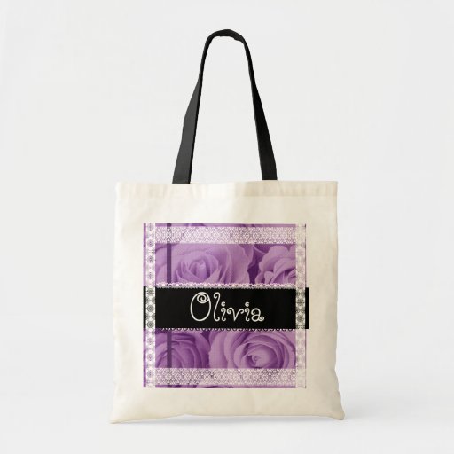 LILAC PURPLE Roses and Lace Name Bag for Mum