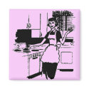 Lilac Retro 50's Housewife in the Kitchen magnets