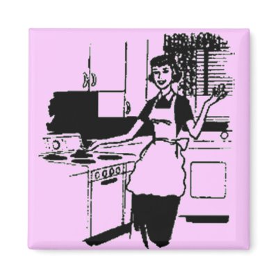 Lilac Retro 50's Housewife in the Kitchen Fridge Magnets by JuJuGarden