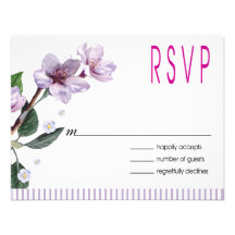 Lilac Watercolor Flowers RSVP Announcements