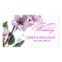 Lilac Watercolor Wedding Website Business Cards